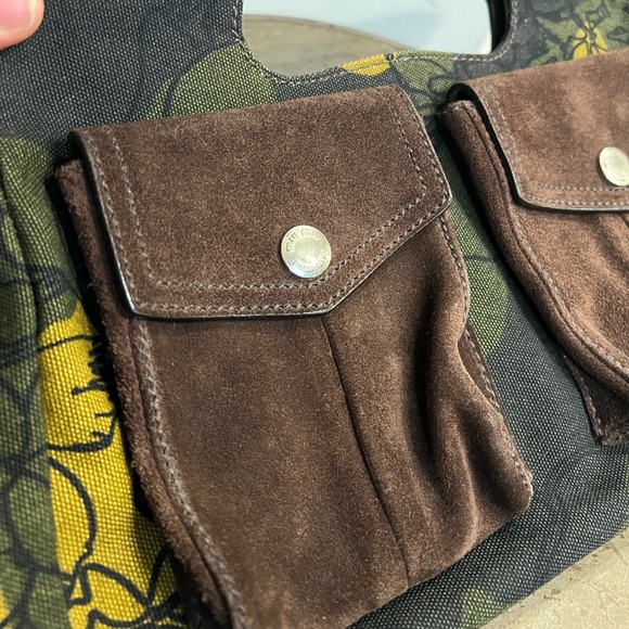 2000s vintage miu miu green leaves bag with suede strap - Picture 3 of 8